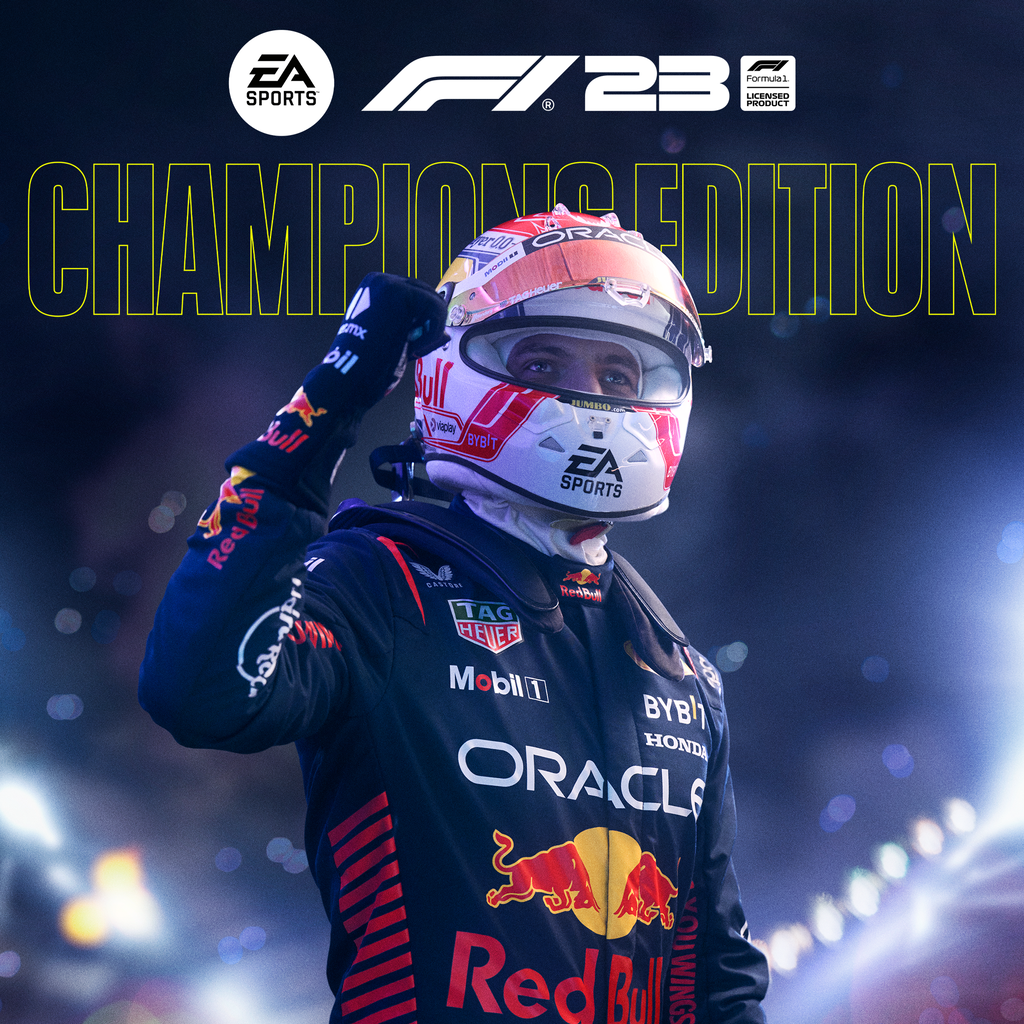 EA Sports F1 23 Champions Edition Cover featuring Red Bull Racing Driver Max Verstappen.png