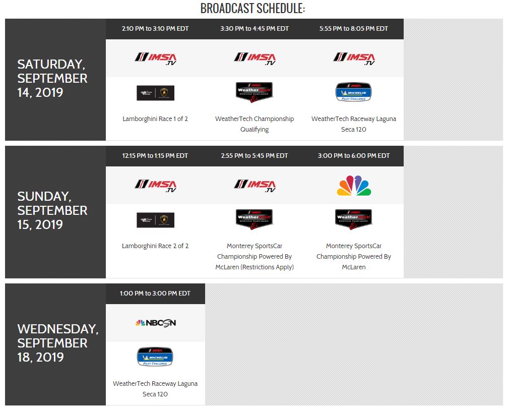 IMSA Laguna Seca Broadcasts Schedule.JPG