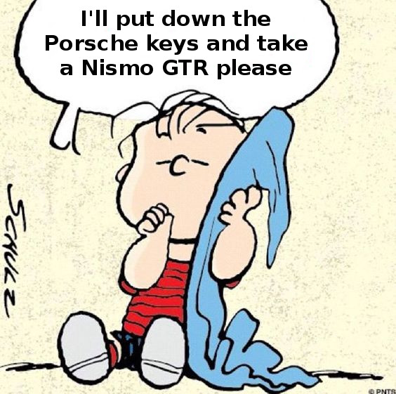 Linus and his blanket Nissan GTR.jpg