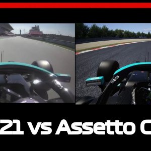 F1 2021 vs Assetto Corsa -100th pole Lewis Hamilton Spanish GP